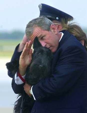 Dubya Bush saluting for the dog